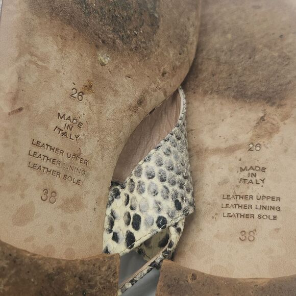 Bellofatto Italian Leather Snakeskin Strappy Sandals Women’s 7 EU 38 Slip On - Picture 5 of 7